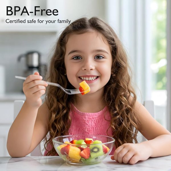 [200 Count] Disposable Plastic Silverware, Heavy Duty Forks and Spoons Set, Durable Plastic Utensils Cutlery Set for for Parties, Picnics, Big Event, Daily Use - Bpa free - Image 5