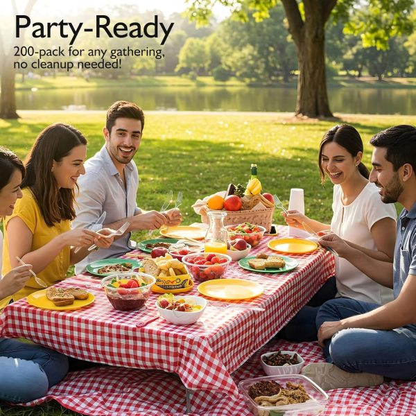 [200 Count] Disposable Plastic Silverware, Heavy Duty Forks and Spoons Set, Durable Plastic Utensils Cutlery Set for for Parties, Picnics, Big Event, Daily Use - Bpa free - Image 7