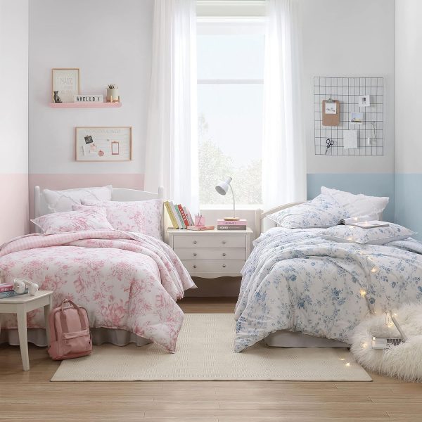 Laura Ashley- Twin XL Comforter Set, Reversible Cotton Bedding with Matching Sham(s), Dorm Essentials (Delphine Mauve Pink) - Image 3