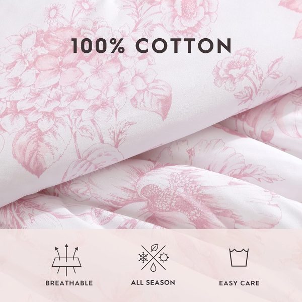 Laura Ashley- Twin XL Comforter Set, Reversible Cotton Bedding with Matching Sham(s), Dorm Essentials (Delphine Mauve Pink) - Image 5