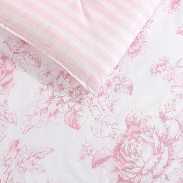 Laura Ashley- Twin XL Comforter Set, Reversible Cotton Bedding with Matching Sham(s), Dorm Essentials (Delphine Mauve Pink) - Image 10