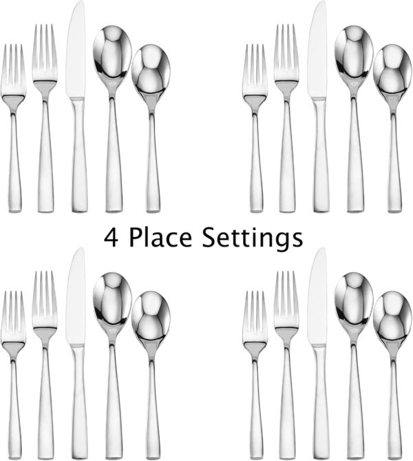 Mikasa, Delano Flatware Service for 4, 20 Piece Set, 18/0 Stainless Steel Silverware Set - Image 3