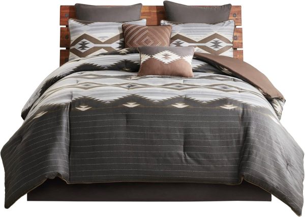 Woolrich Rustic Lodge Cabin Comforter Set - All Season Down Alternative Warm Bedding Layer and Matching Shams, Oversized Queen, Bitter Creek, Grey/Brown - Image 14