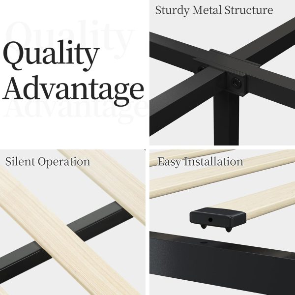 Yaheetech Queen Bed Frame Upholstered Bed Frame with Adjustable Diamond Button-Tufted Headboard/3 Drawers Storage, Queen Platform Bed/Strong Wooden Slats, Black Queen Bed - Image 9